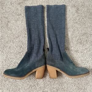 Miss Albright Sz 38 Sweaterknit Blue Suede Boots